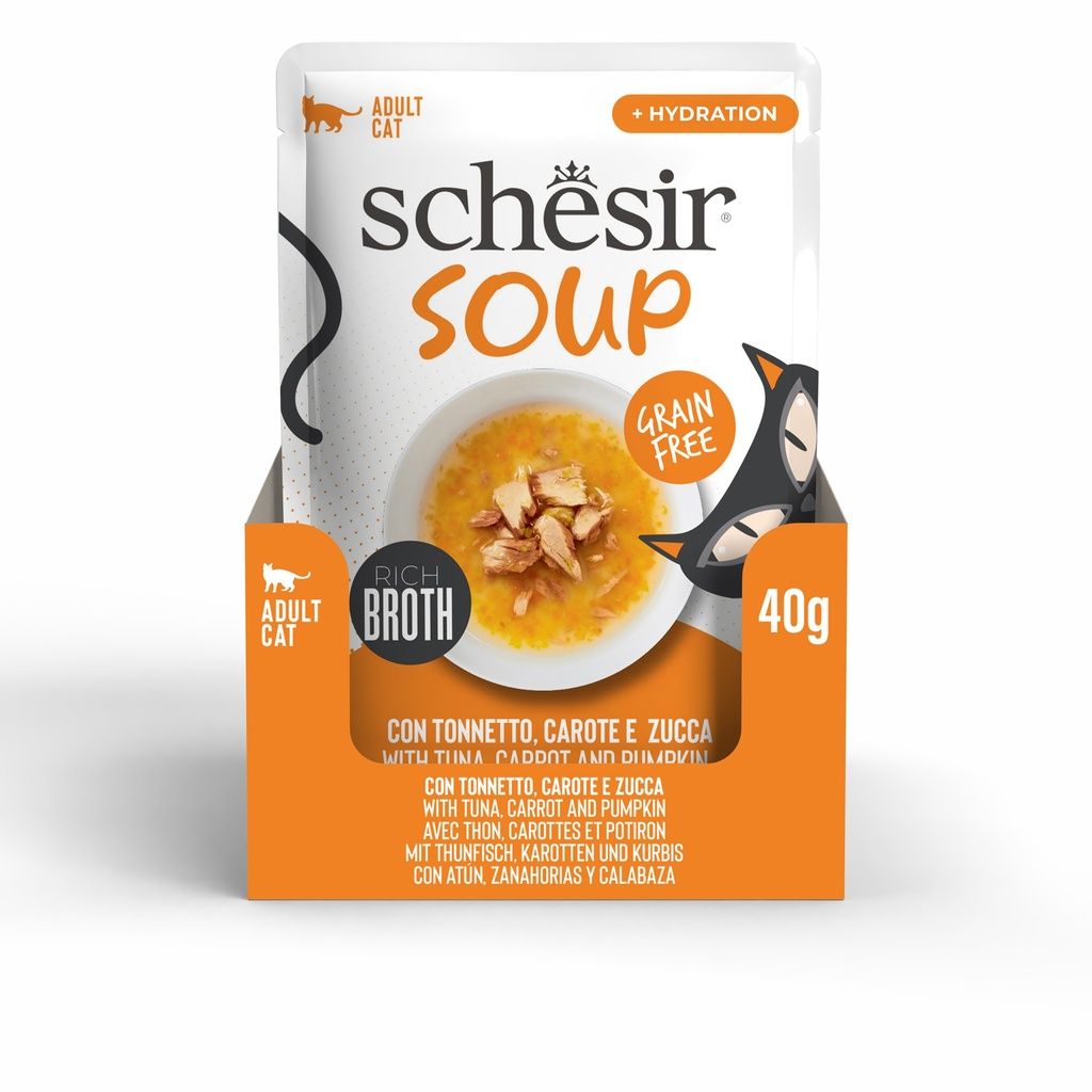 Schesir Cat Soup Wet Food Tuna & Pumpkin 40g – 12 Pack Pouches