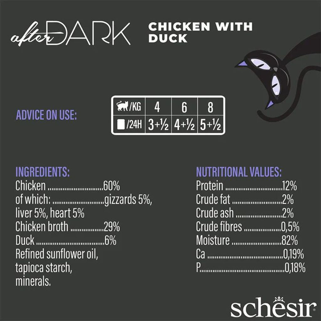 Schesir After Dark Wholefood in Broth Chicken with Duck 80g – Pack of 12