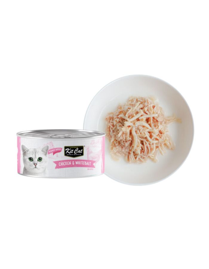 Kit Cat Chicken & Whitebait 80g β 1 Box (24pcs) | Grain-Free Wet Cat Food for All Life Stages