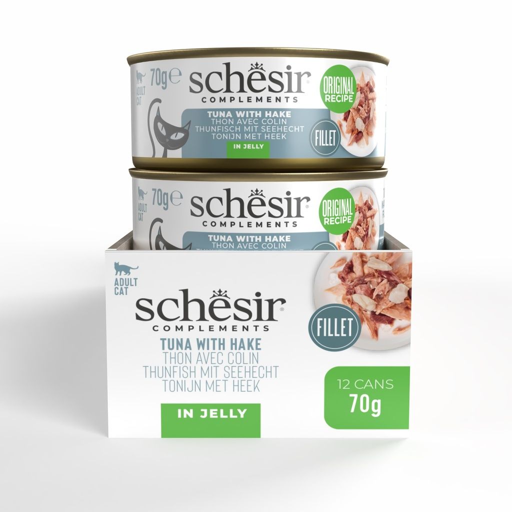 Schesir Cat Wet Food Tuna & Hake 70g – Complements in Jelly Can