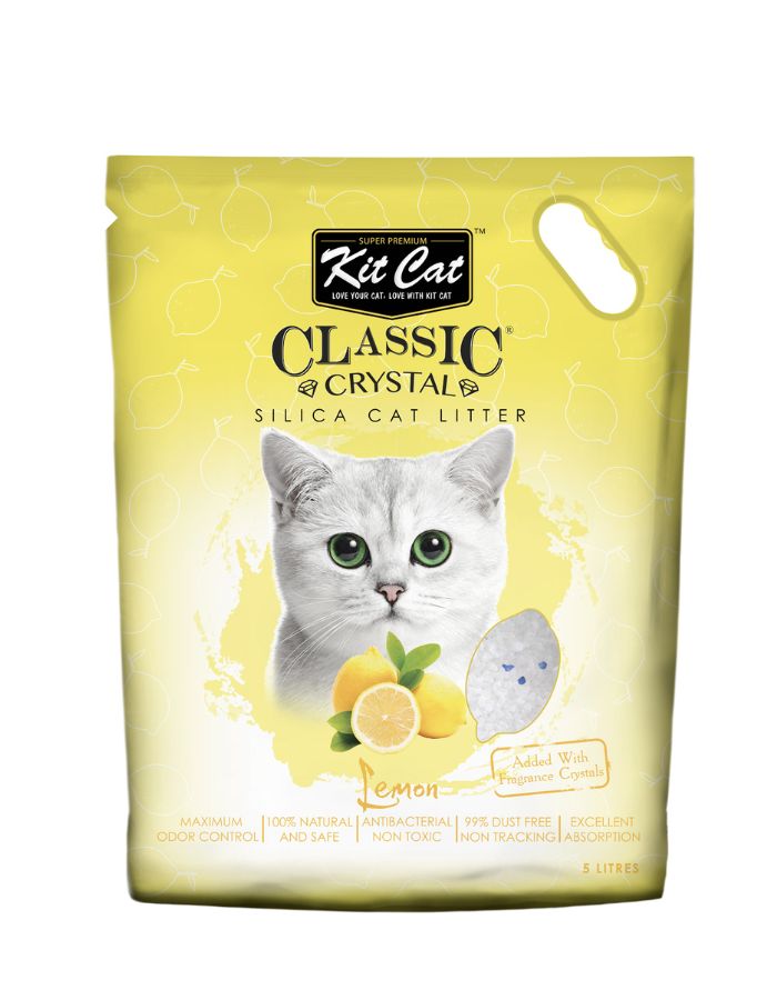 Kit Cat Classic Crystal Cat Litter – Lemon Scented, 5L | Odor Control & Clumping