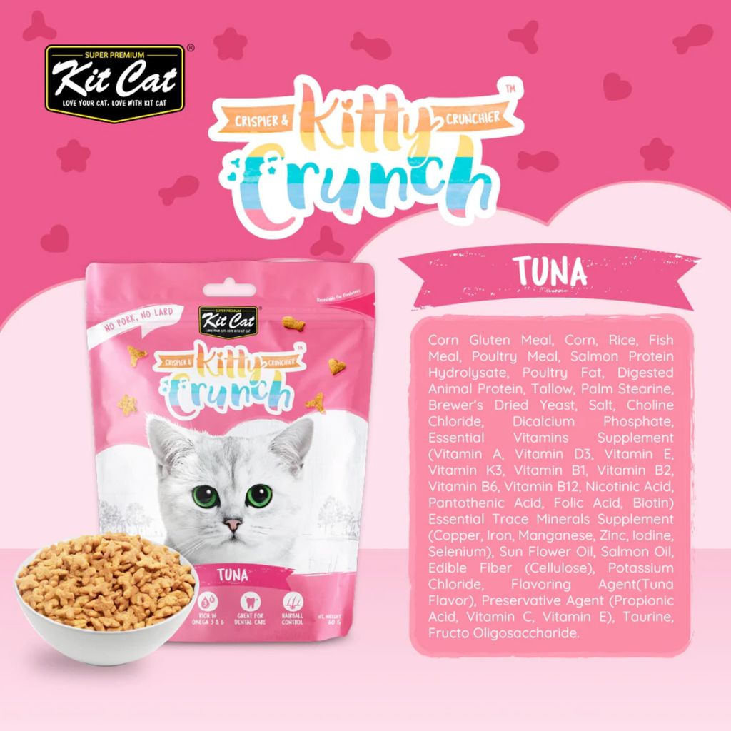 Kit Cat Kitty Crunch Tuna Flavor 60g – Crunchy Cat Treats for Cats