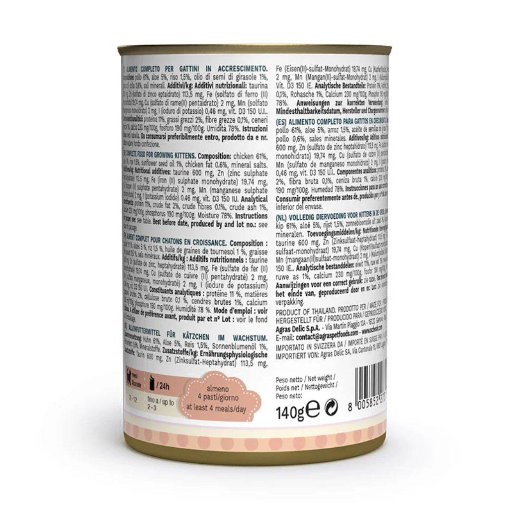 Schesir Kitten Care 3-12 Months Chicken with Aloe in Jelly 140g Can – 6 Pack