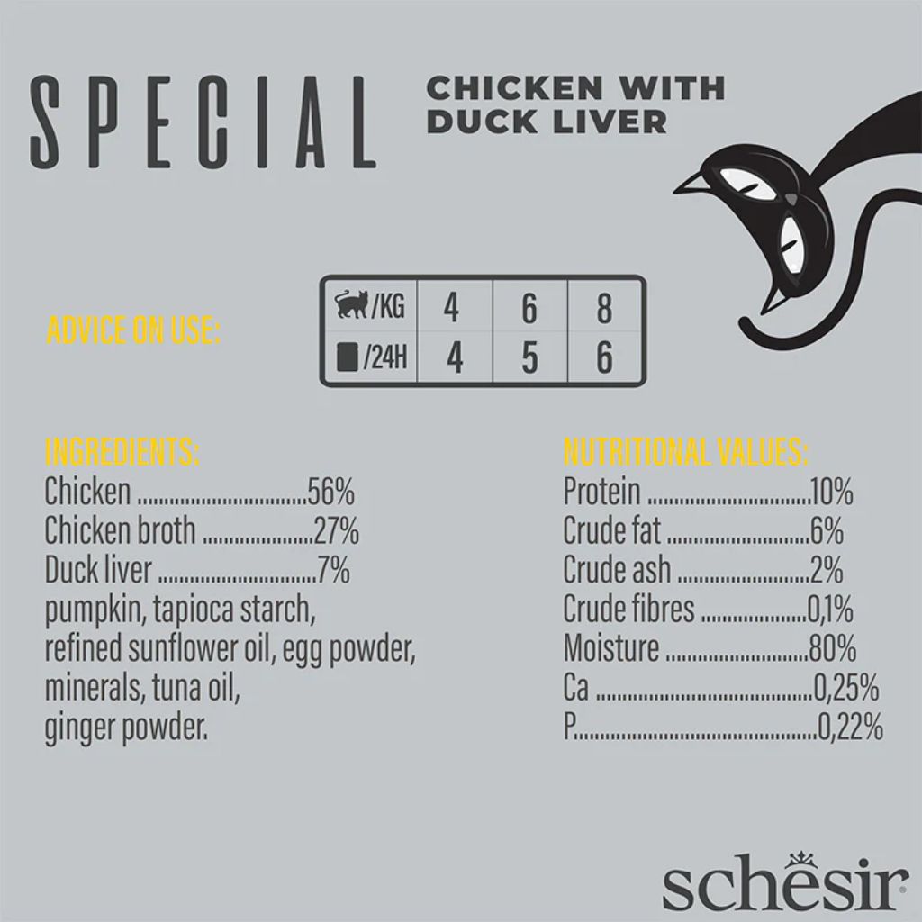 Schesir Special Mousse Exigent Chicken & Duck Liver 70g – Pack of 12