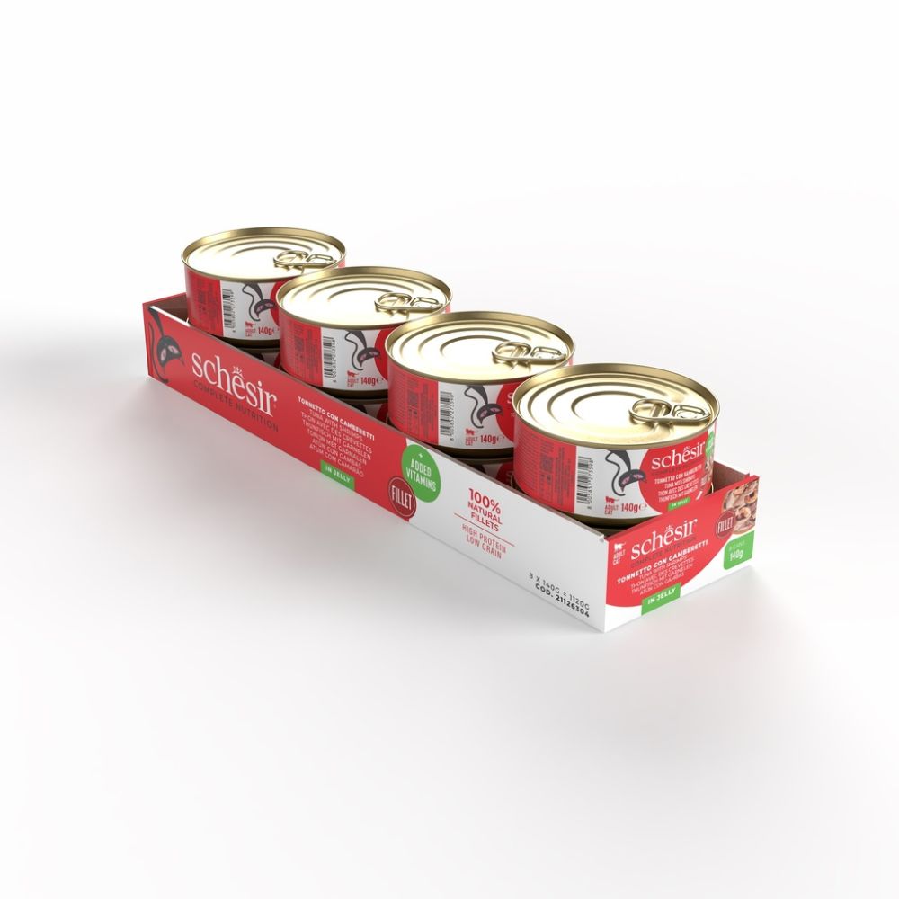 Schesir Wet Cat Food in Jelly – Tuna & Shrimp 140g | Complete & Balanced Nutrition