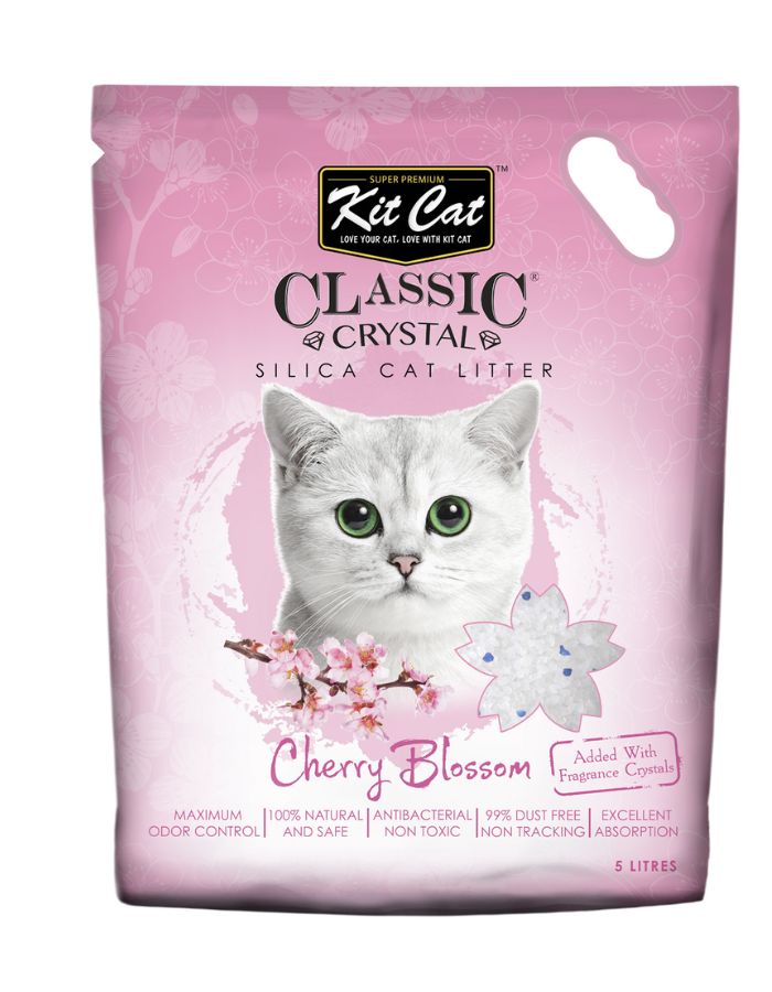 Kit Cat Classic Crystal Cat Litter – Cherry Blossom Scented 5L | Odor Control & Dust Free