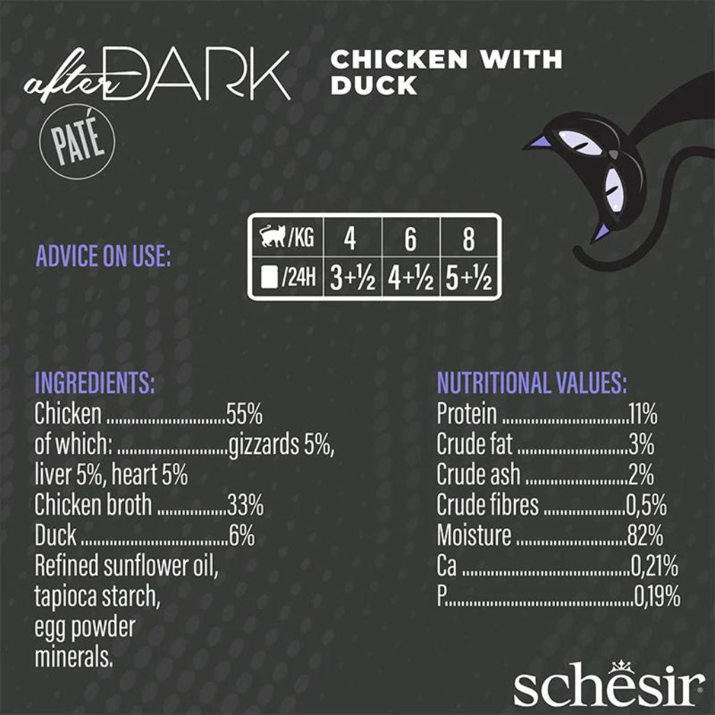 Schesir After Dark Pâté Chicken with Duck 80g – Wet Food for Cats* 12pc