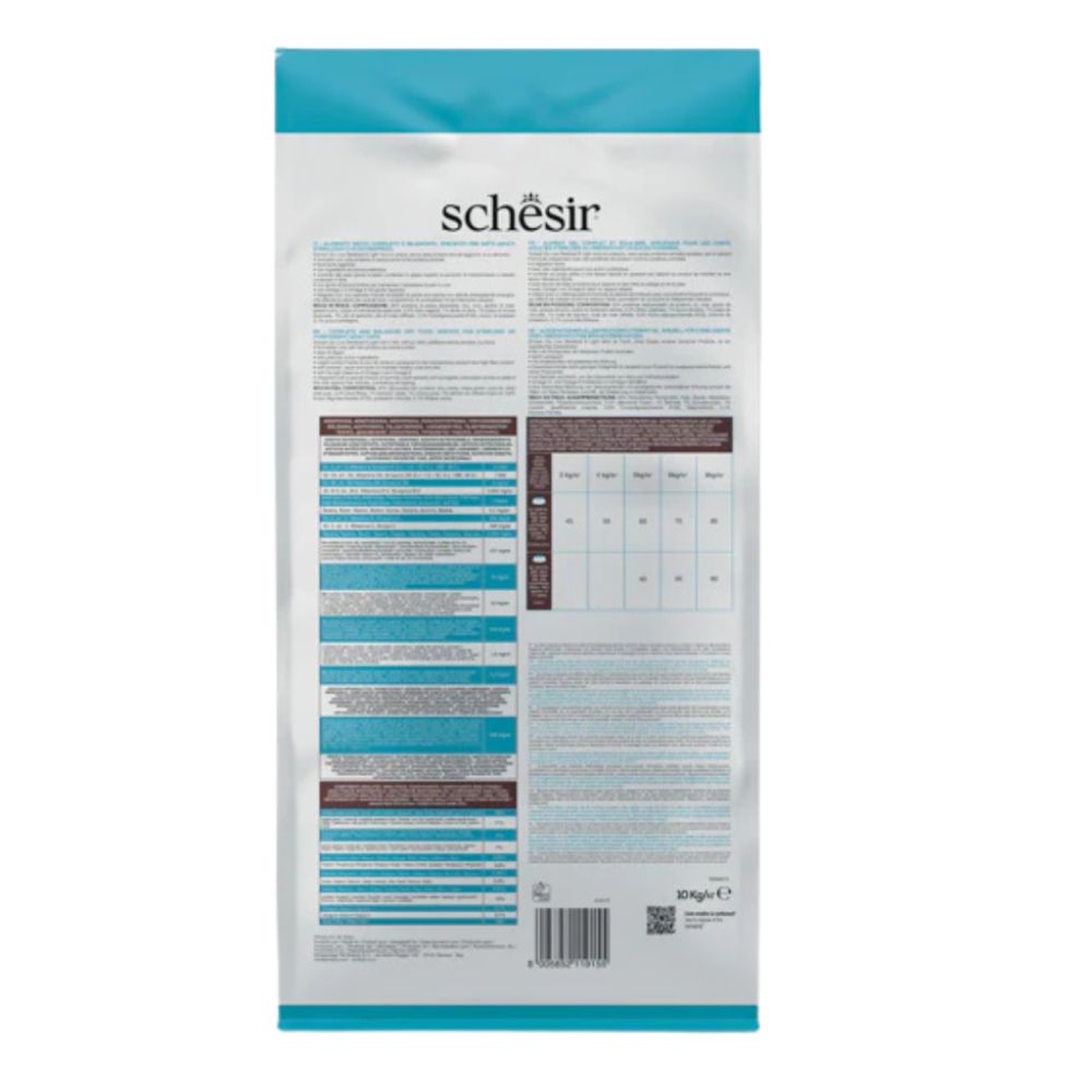 Schesir Cat Dry Food Sterilized & Light Fish 10kg – Single Protein Weight Control Formula for Adult Cats
