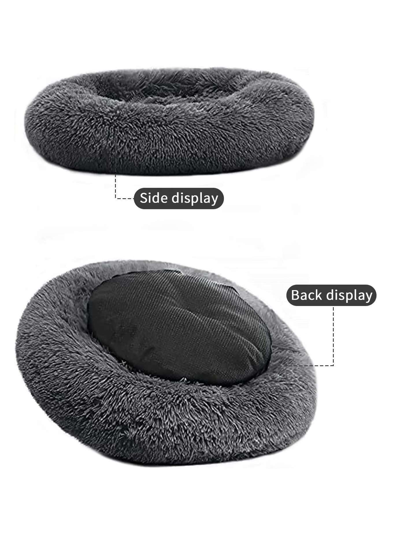 Cozy Donut Pet Bed – Fluffy, Soft & Calming (Black)