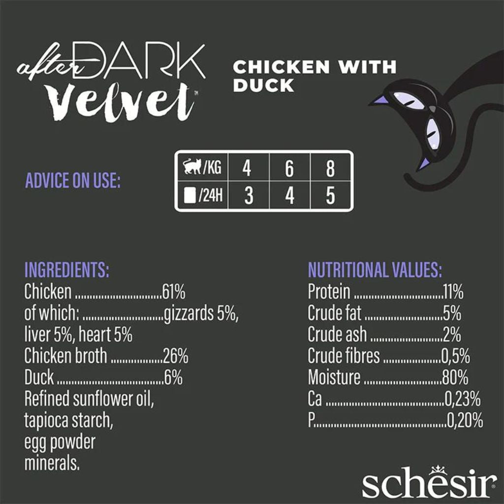 Schesir After Dark Velvet Mousse Cat Chicken & Duck Wet Food 80g (12 Pack)