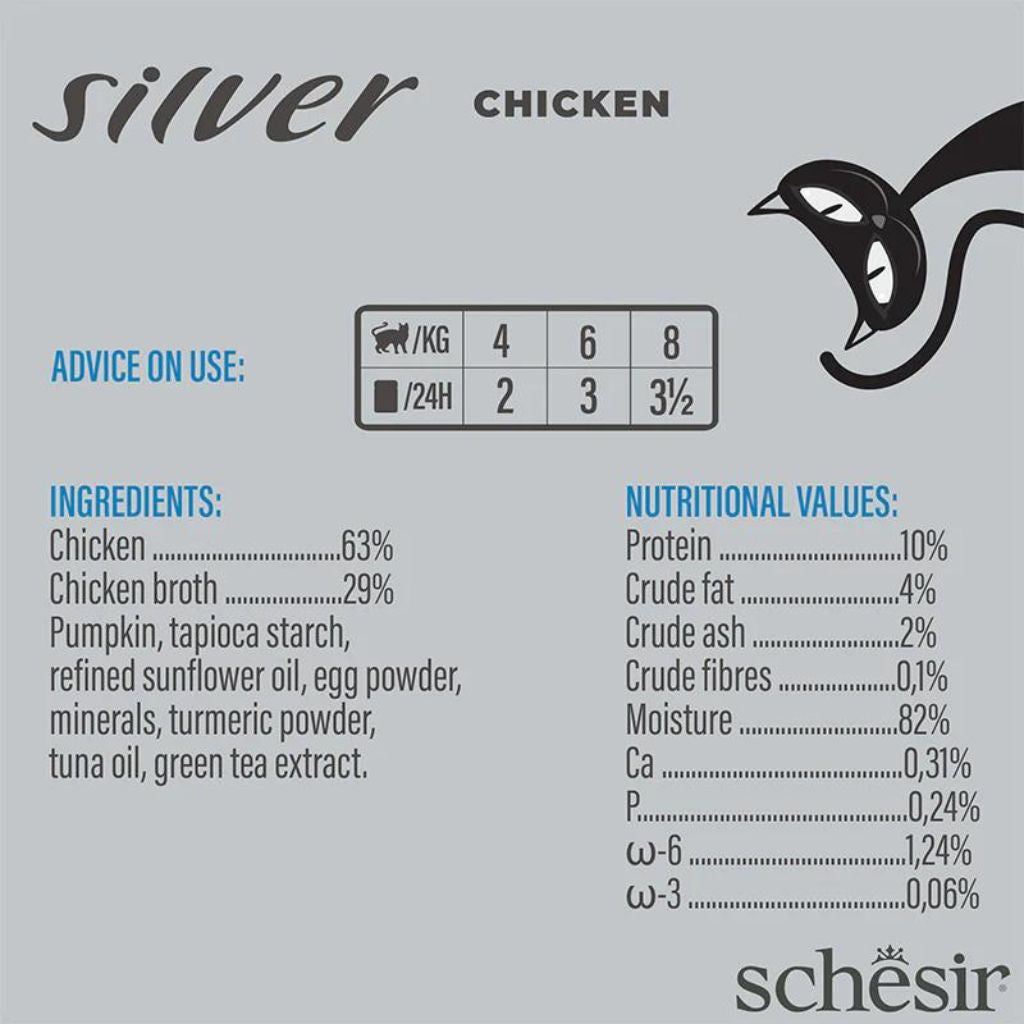 Schesir Silver Mousse Senior Cat Chicken Wet Food 80g (12 Pack)