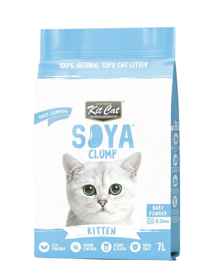 Kit Cat Soybean Litter Soya Clump Kitten – Baby Powder Scented 7L | Natural & Flushable