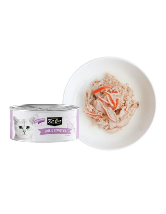 Kit Cat Tuna & Crabstick 80g – 1 Box (24pcs) | Grain-Free Wet Cat Food for All Life Stages