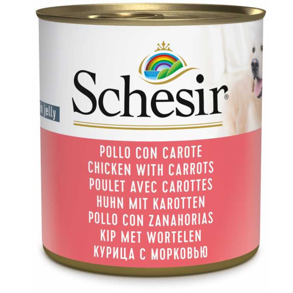 Schesir Dog Wet Food โ Chicken with Carrots, 285g Can, Pack of 16