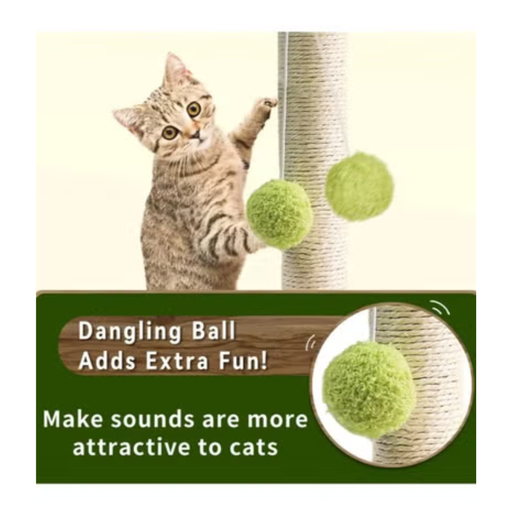 Cat Scratching Post – Coconut Palm Tree with Sisal Rope & Hanging Ball