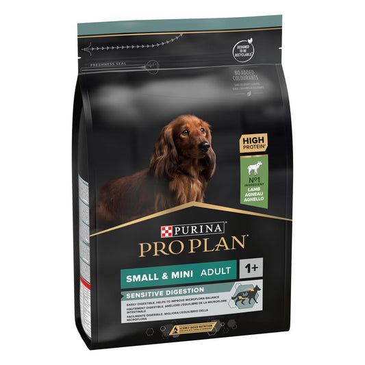 PRO PLAN SENSITIVE DIGESTION SMALL AND MINI ADULT, DRY DOG FOOD WITH LAMB, 3 KG