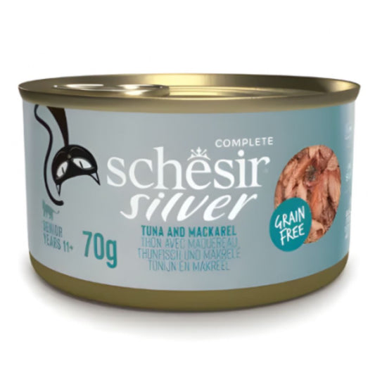 Schesir Silver Senior Cat Wholefood Tuna & Mackerel 70g – Pack of 12