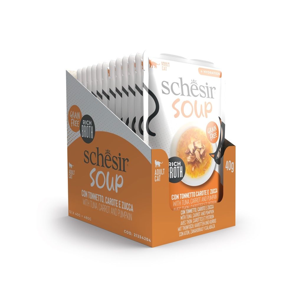 Schesir Cat Soup Wet Food Tuna & Pumpkin 40g – 12 Pack Pouches