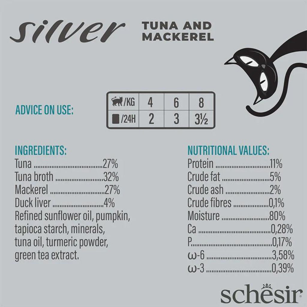 Schesir Silver Senior Cat Wholefood Tuna & Mackerel 70g – Pack of 12