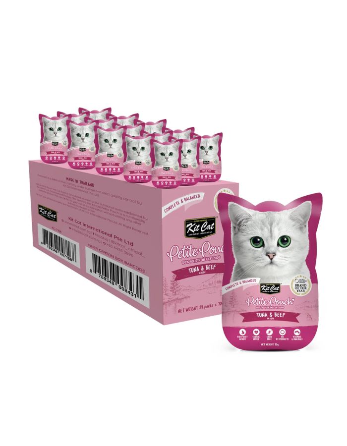 Kit Cat Petite Pouch Tuna & Beef Wet Cat Food 70g (Pack of 12)