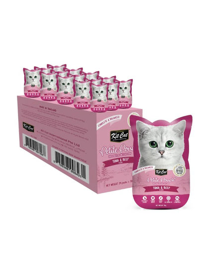 Kit Cat Petite Pouch Tuna & Beef Wet Cat Food 70g (Pack of 12)