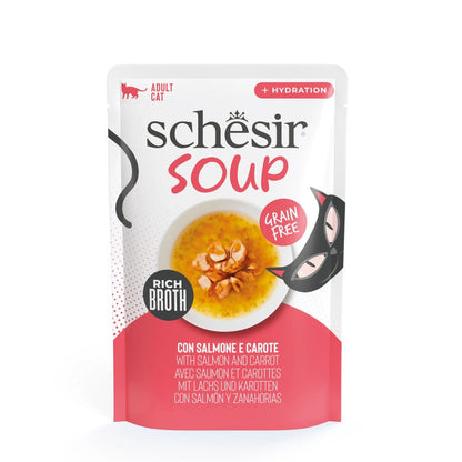 Schesir Cat Soup Wet Food Salmon & Carrot 40g – 12 Pack Pouches