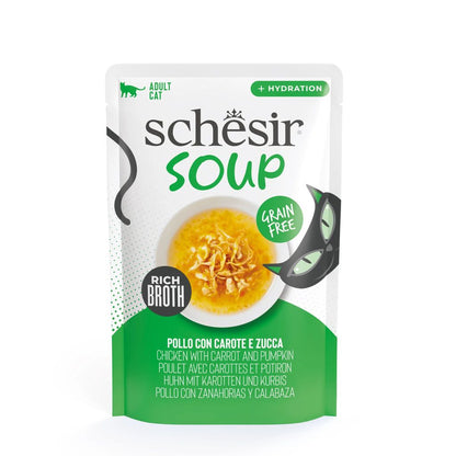 Schesir Cat Soup Wet Food Chicken & Pumpkin 40g – 12 Pack Pouches