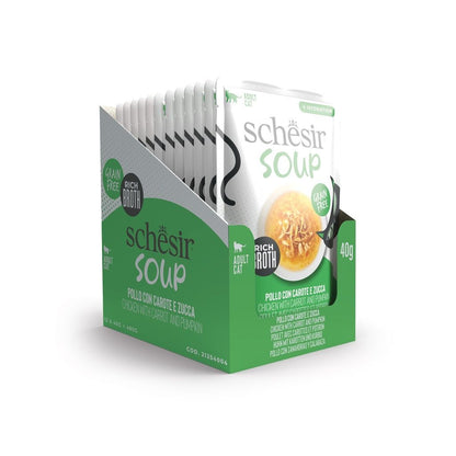 Schesir Cat Soup Wet Food Chicken & Pumpkin 40g – 12 Pack Pouches