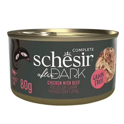 Schesir After Dark Cat Wholefood 80g x12 – Chicken & Beef in Broth