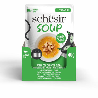 Schesir Cat Soup Wet Food Chicken & Pumpkin 40g – 12 Pack Pouches