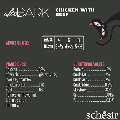Schesir After Dark Cat Wholefood 80g x12 – Chicken & Beef in Broth