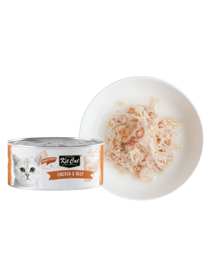 Kit Cat Deboned Chicken & Beef 80g – 1 Box (24pcs) | Grain-Free Wet Cat Food for All Life Stages