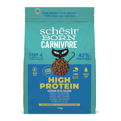 Schesir Born Carnivore Grain Free Oven Baked Dry Cat Food Herring & Salmon 1.25kg