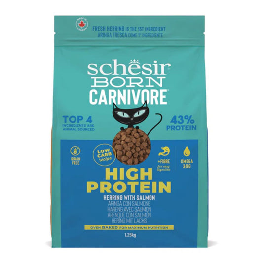 Schesir Born Carnivore Grain Free Oven Baked Dry Cat Food Herring & Salmon 1.25kg