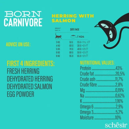 Schesir Born Carnivore Grain Free Oven Baked Dry Cat Food Herring & Salmon 1.25kg