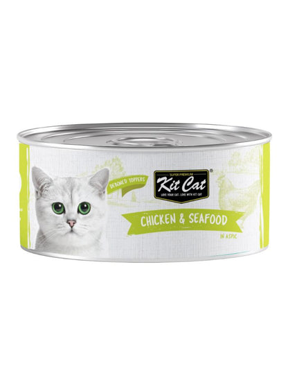 Kit Cat Chicken & Seafood 80g – 1 Box (24pcs) | Grain-Free Wet Cat Food for All Life Stages