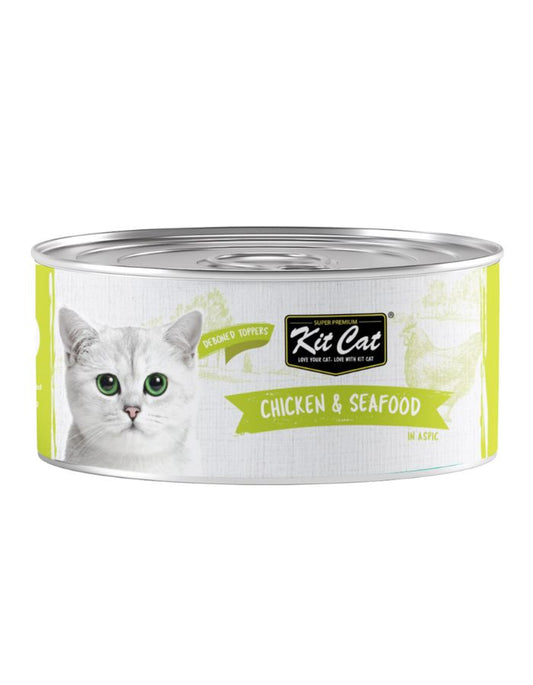 Kit Cat Chicken & Seafood 80g – 1 Box (24pcs) | Grain-Free Wet Cat Food for All Life Stages