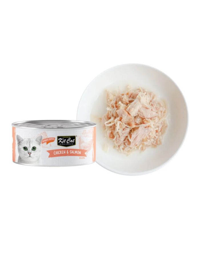 Kit Cat Chicken & Salmon 80g – 1 Box (24pcs) | Grain-Free Wet Cat Food for All Life Stages