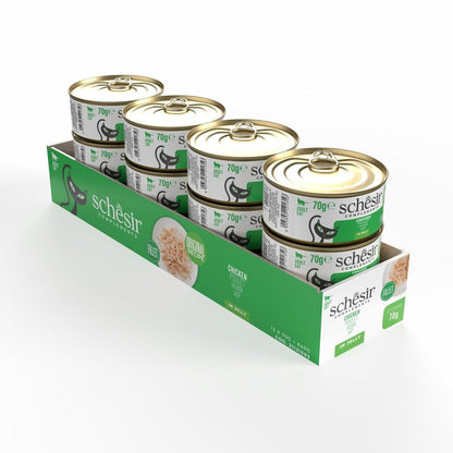 Schesir Cat Wet Food Chicken 70g – 12 Pack Cans, Complements in Jelly