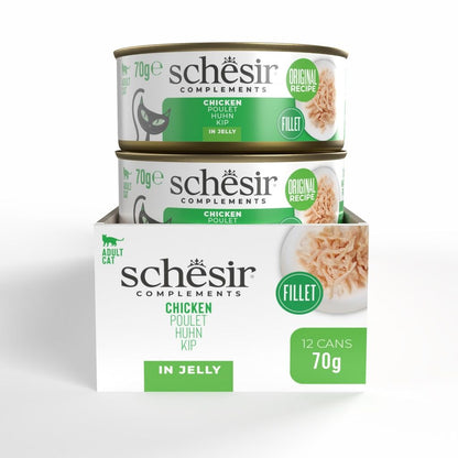 Schesir Cat Wet Food Chicken 70g – 12 Pack Cans, Complements in Jelly