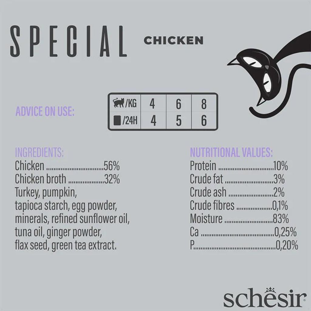 Schesir Special Mousse Light Chicken 70g – Pack of 12 Pouches for Cats