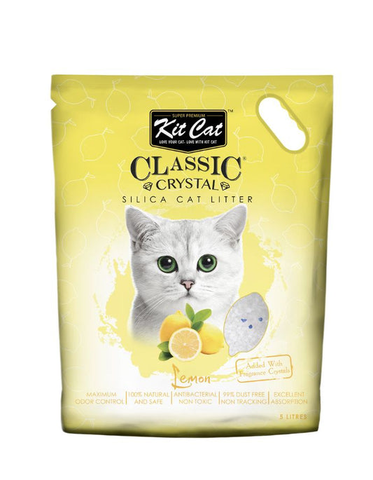 Kit Cat Classic Crystal Cat Litter – Lemon Scented, 5L | Odor Control & Clumping