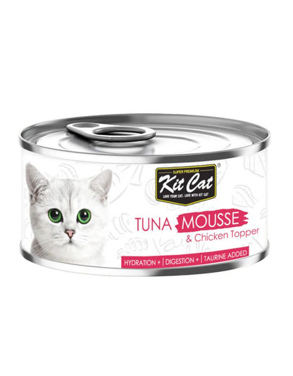 Kit Cat Tuna Mousse with Chicken Topper for Cats 80g – 1 Box (24pcs) | Nutritious Wet Cat Food
