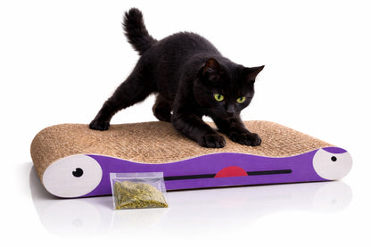 Petto Cat Scratcher 2-in-1 Board with Catnip | Purple Cardboard Scratching Pad for Cats | 43 × 23 × 6.5 cm