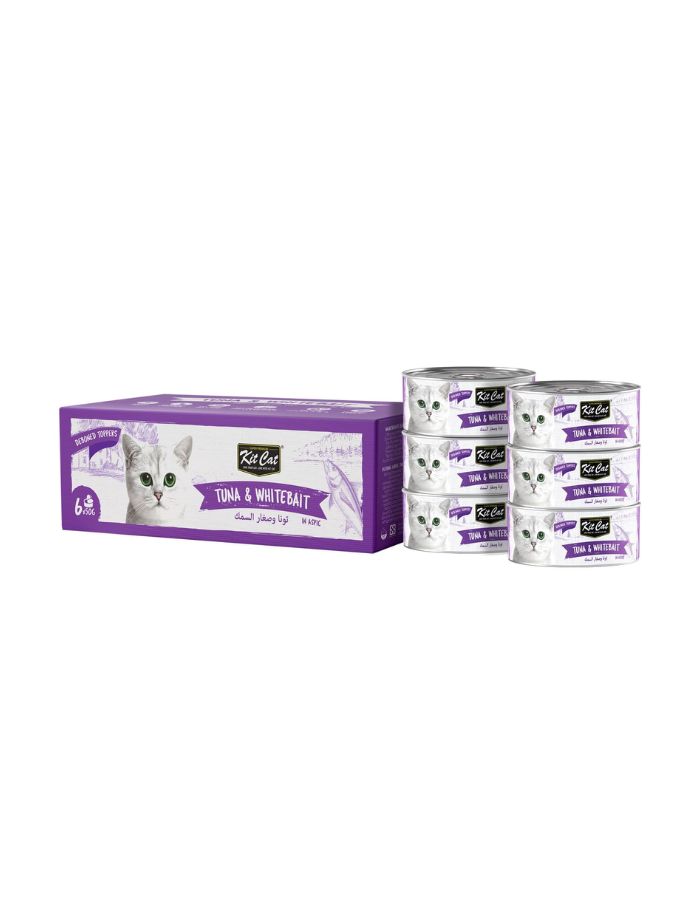 Kit Cat Deboned Tuna & Whitebait Toppers – 6 x 50g Wet Cat Food Sachets