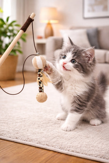 Interactive Cat Wand Set – Feathers & Fun for Active Playtime