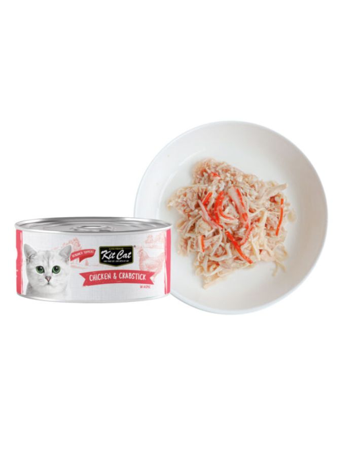 Kit Cat Chicken & Crabstick – Grain-Free Wet Cat Food (80g, 1 Box – 24pcs)