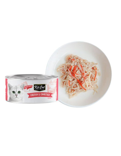 Kit Cat Chicken & Crabstick – Grain-Free Wet Cat Food (80g, 1 Box – 24pcs)