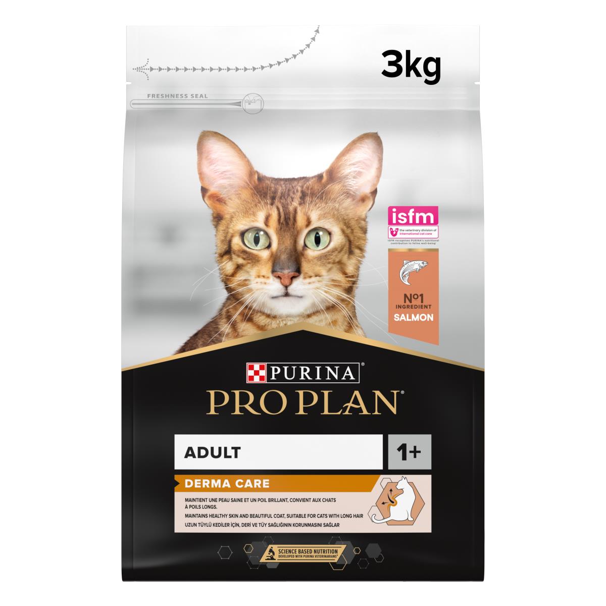 PRO PLAN ADULT DERMA CARE, DRY CAT FOOD WITH SALMON, 3 KG