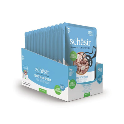 Schesir Cat Wet Food Tuna & Seabass 85g – 12 Pack Pouches, Complete & Balanced